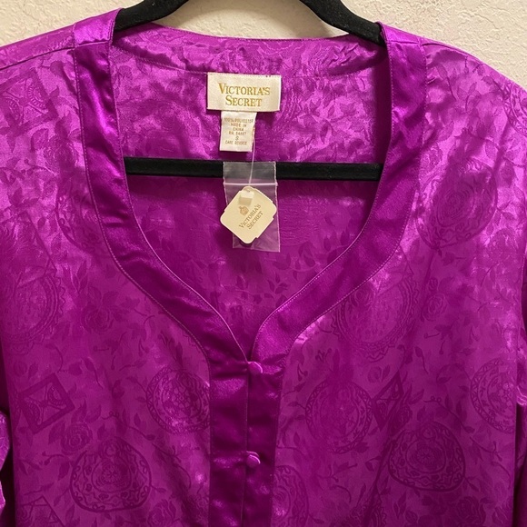 Vintage Victoria's Secret Gold Label Purple Button Front Sleep Shirt Size S NEW - Picture 2 of 10